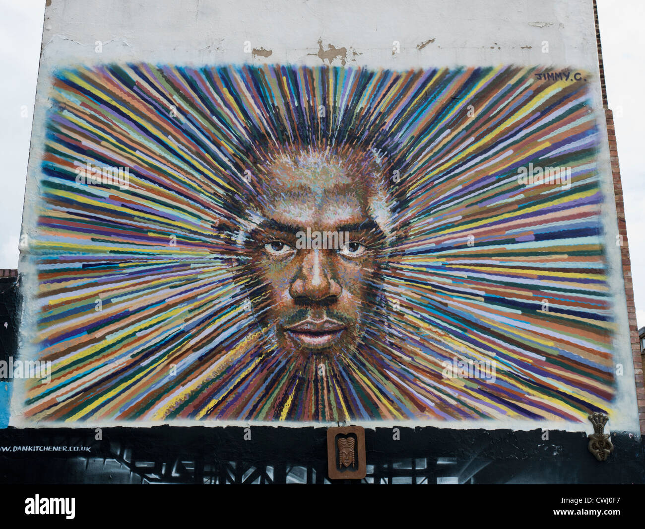 Arte di strada nella celebrazione di Usain Bolt vincendo la medaglia d'oro nel 2012 Olimpiadi di Londra Foto Stock