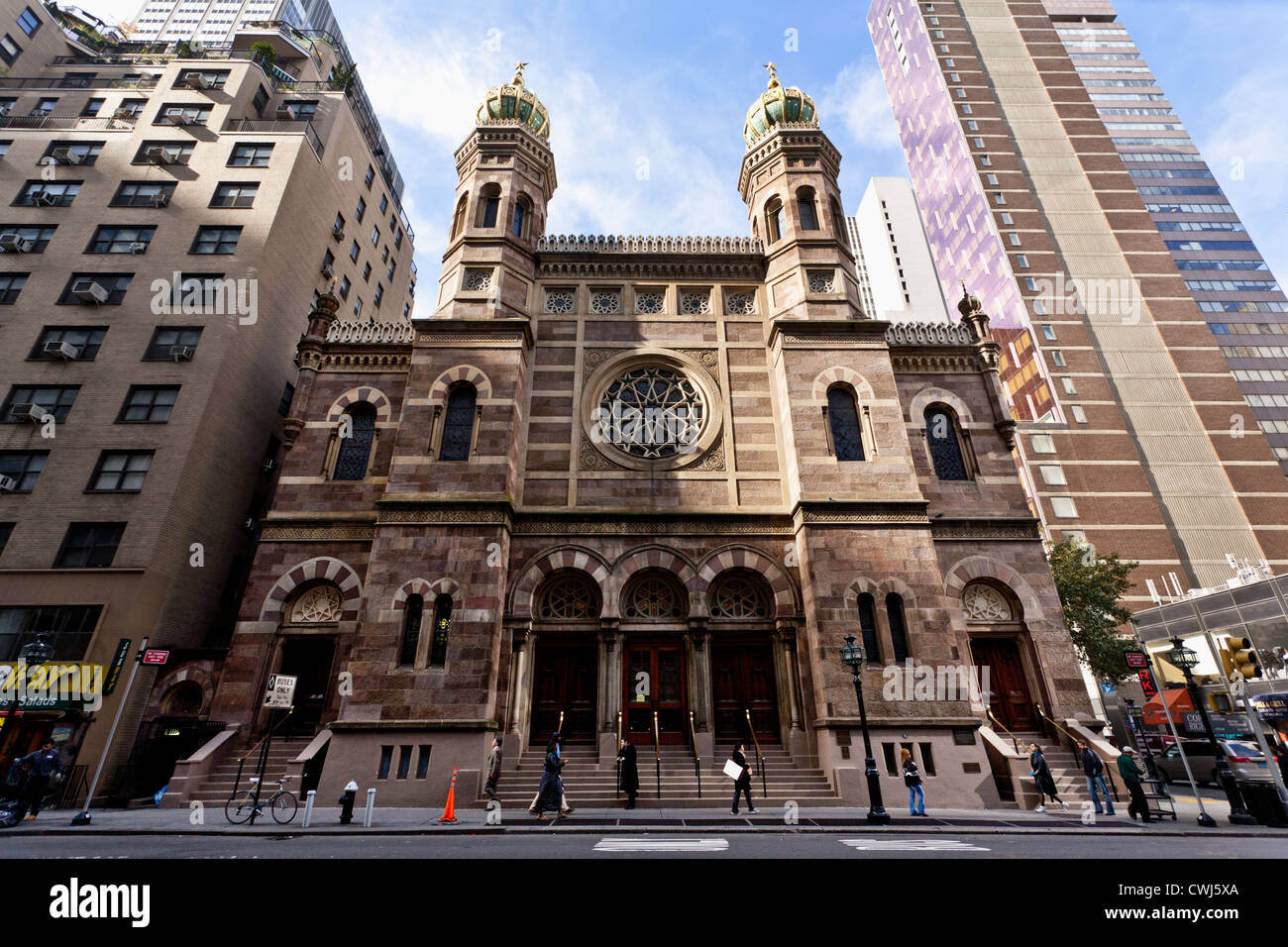 Sinagoga Centrale Moresco, in stile revival 1872, la più antica di uso continuo in New York City. Foto Stock