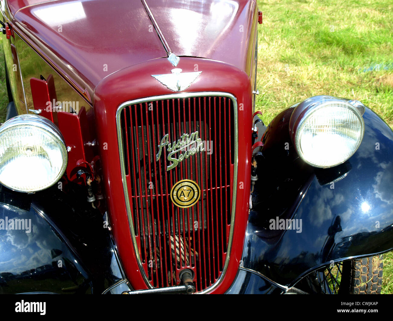 La parte anteriore di una Austin sette Ruby al Moorgreen paese mostrano, Watnall, Nottinghamshire, England, Regno Unito, 2012. Foto Stock
