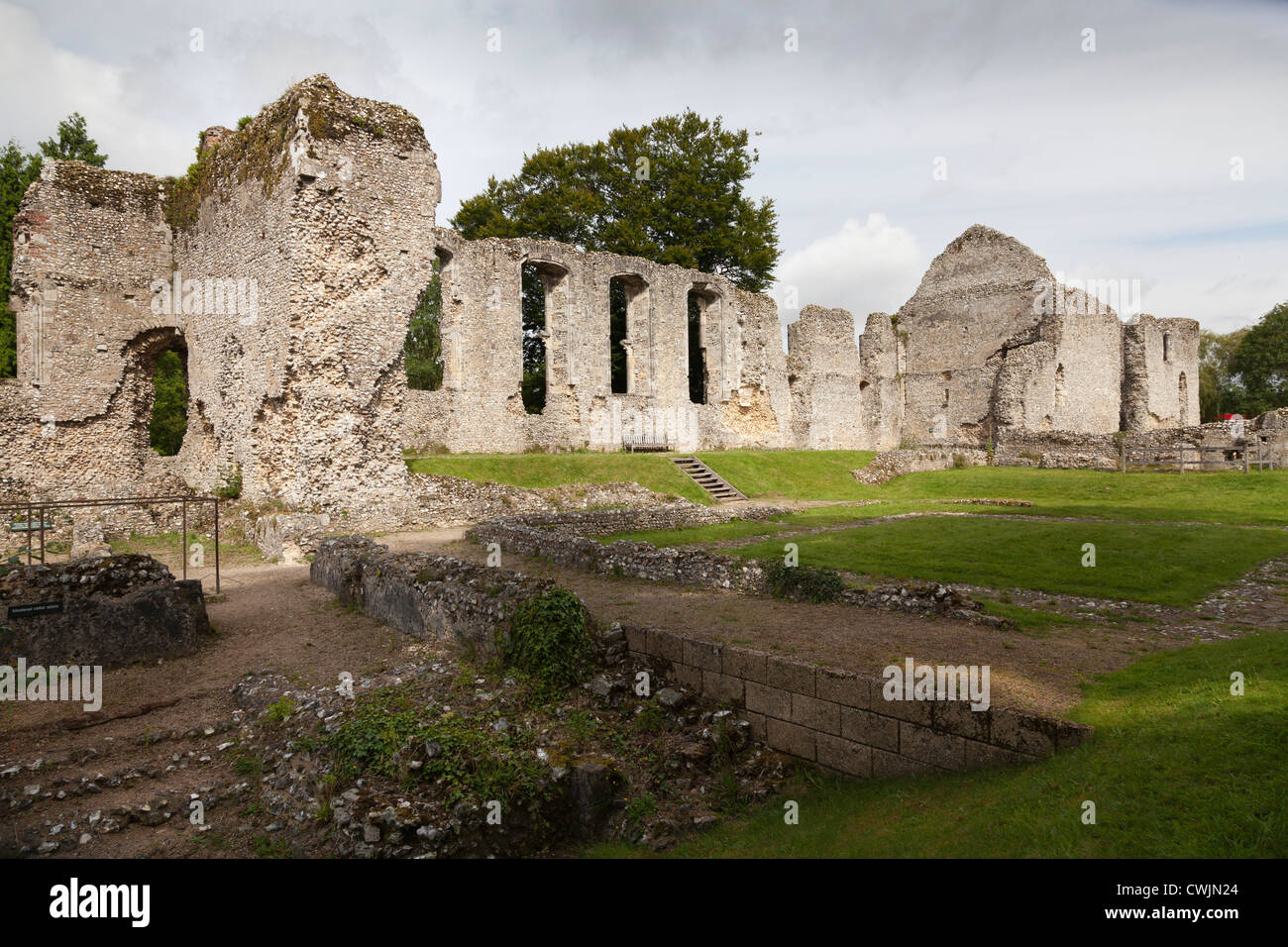 La rovina medievale del Vescovo di Waltham Palace in Hampshire Foto Stock