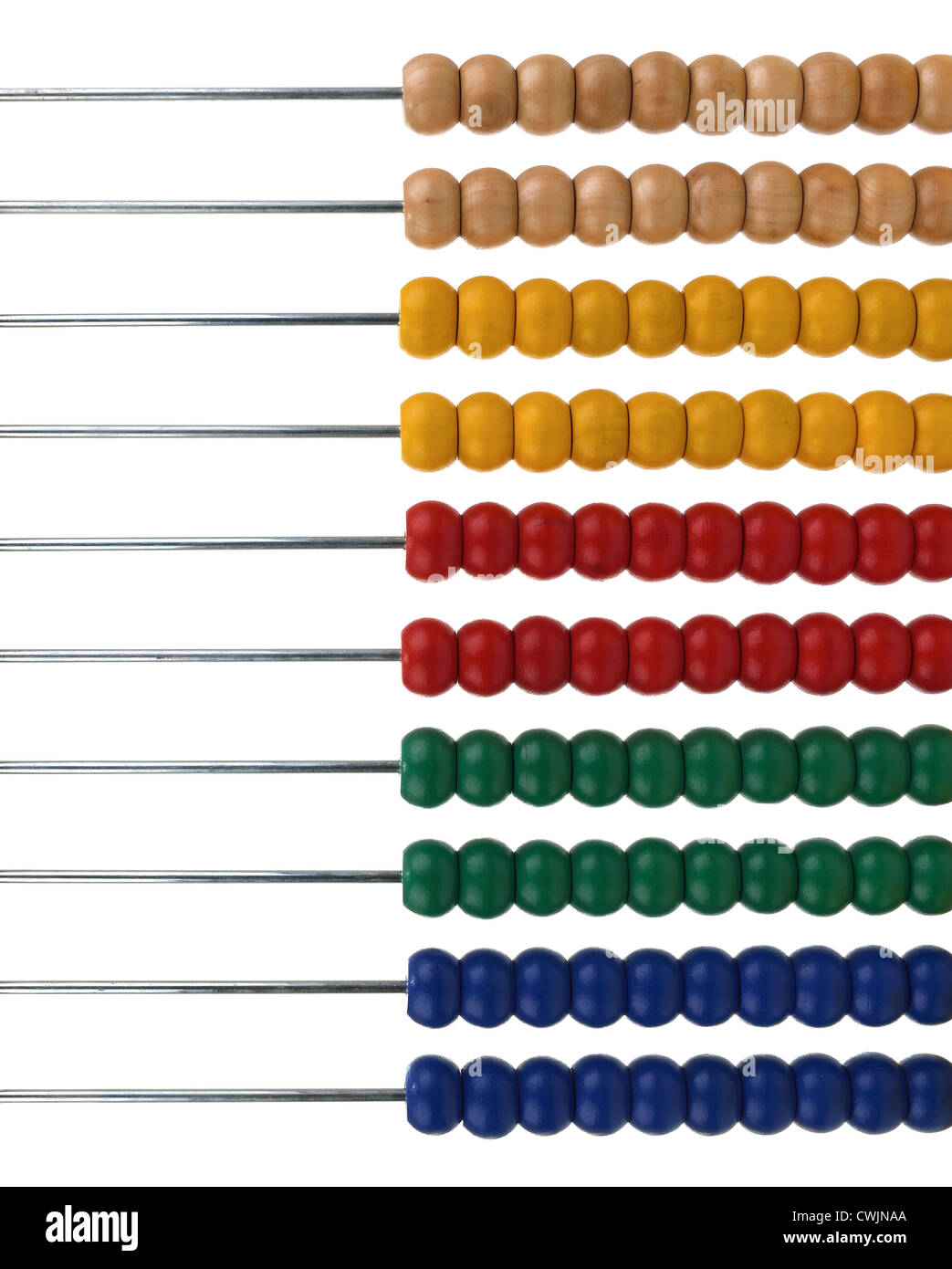 Un bambino di apprendimento del abacus su sfondo bianco Foto Stock