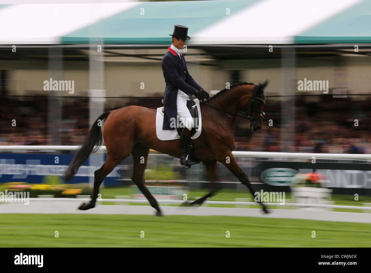 30.8.2012 Land Rover Burghley Horse Trials. William Fox-Pitt prende la sua prova di dressage su Seacookie Foto Stock