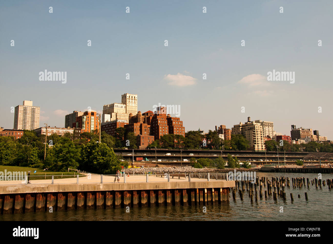 Brooklyn Heights East River New York City Stati Uniti , vista, orizzonte, skyline, cielo, linea, Foto Stock