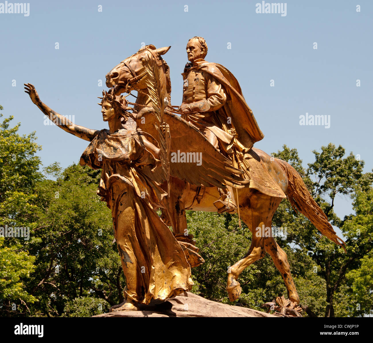 Generale William Tecumseh Sherman da Augusto Saint Gaudens Central Park di New York City Manhattan Stati Uniti Foto Stock