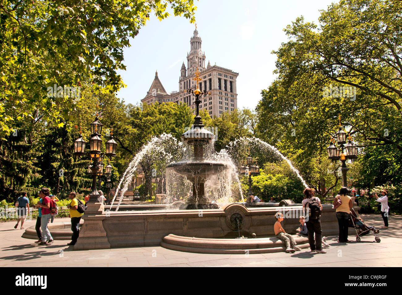 City Hall Park Corte Federale Building di New York City Manhattan American Stati Uniti d'America Foto Stock