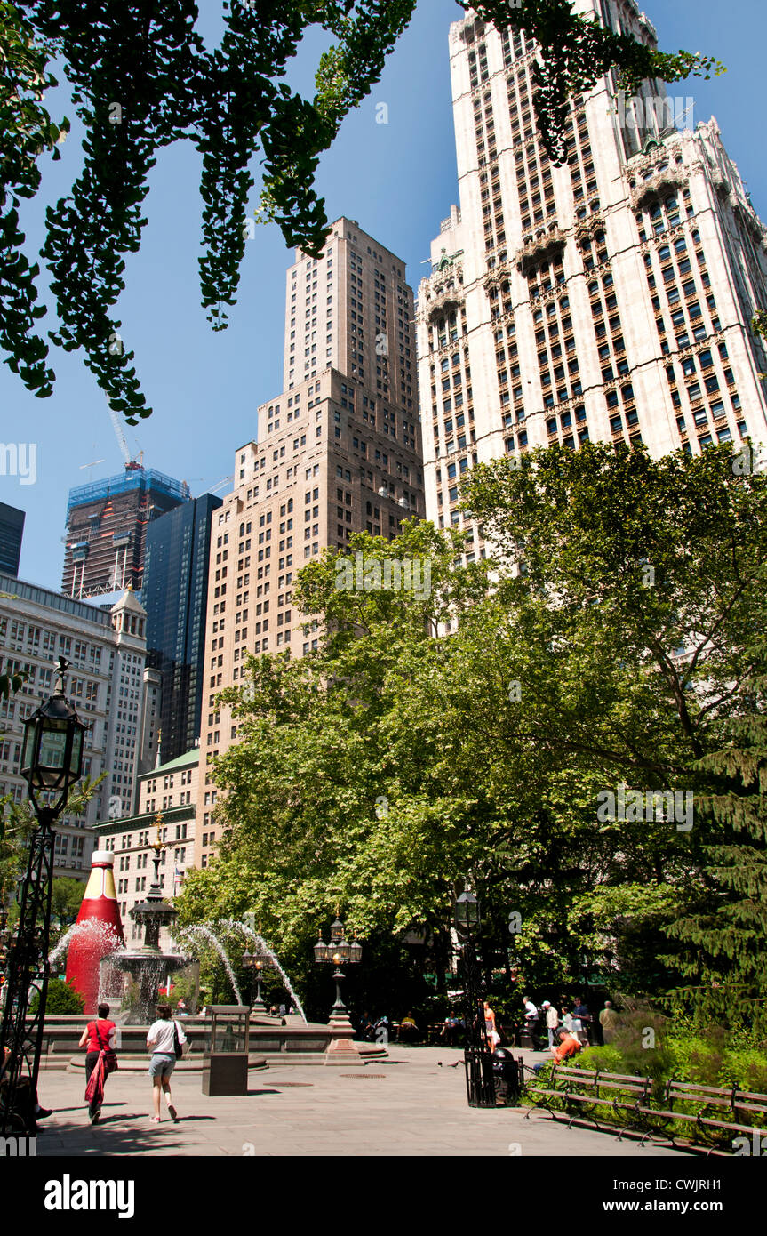 City Hall Park Corte Federale Building di New York City Manhattan American Stati Uniti d'America Foto Stock