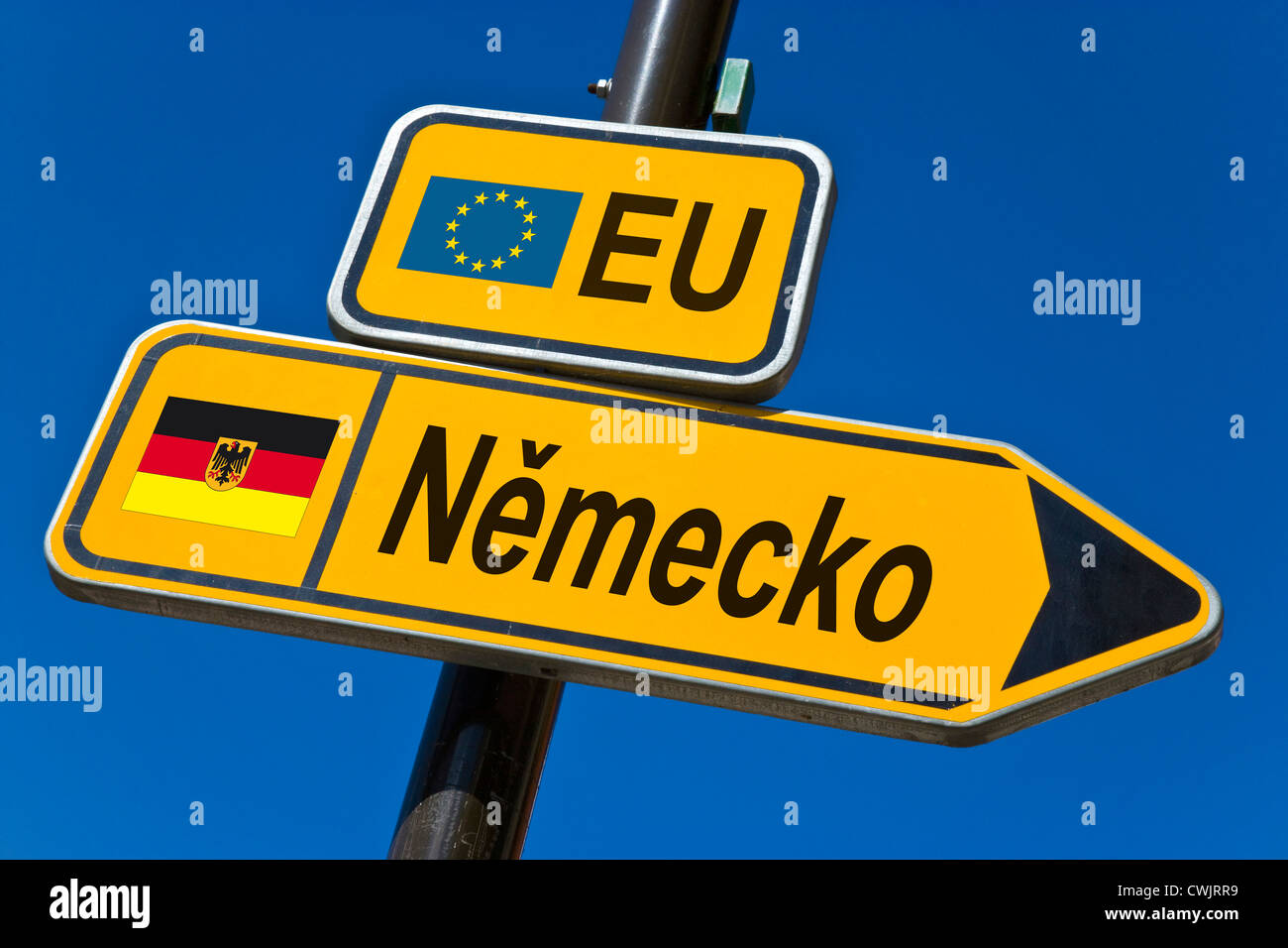 Unione Europea e bandiera della Germania Foto Stock