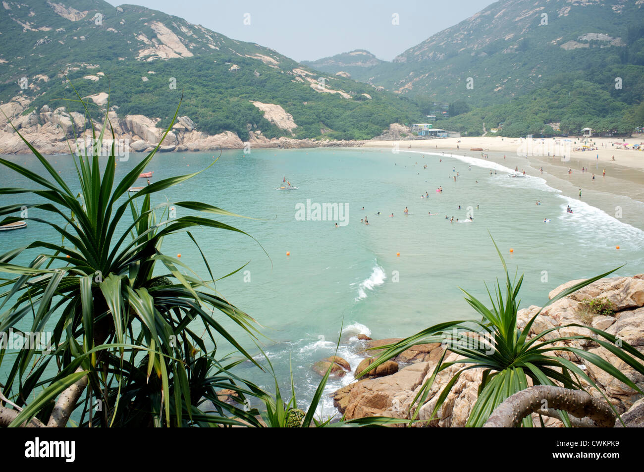 Spiaggia di Shek O , un villaggio sulla spiaggia situato sulla parte sud-orientale dell'Isola di Hong Kong in Hong Kong. 27-Aug-2012 Foto Stock