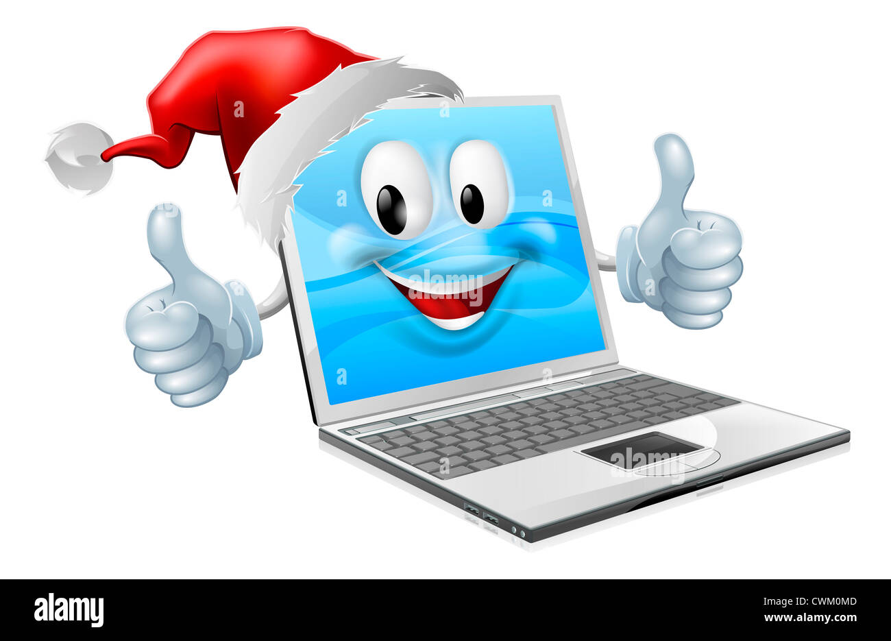 Illustrazione di un felice Natale computer laptop che indossa un Berretto di Babbo Natale Foto Stock