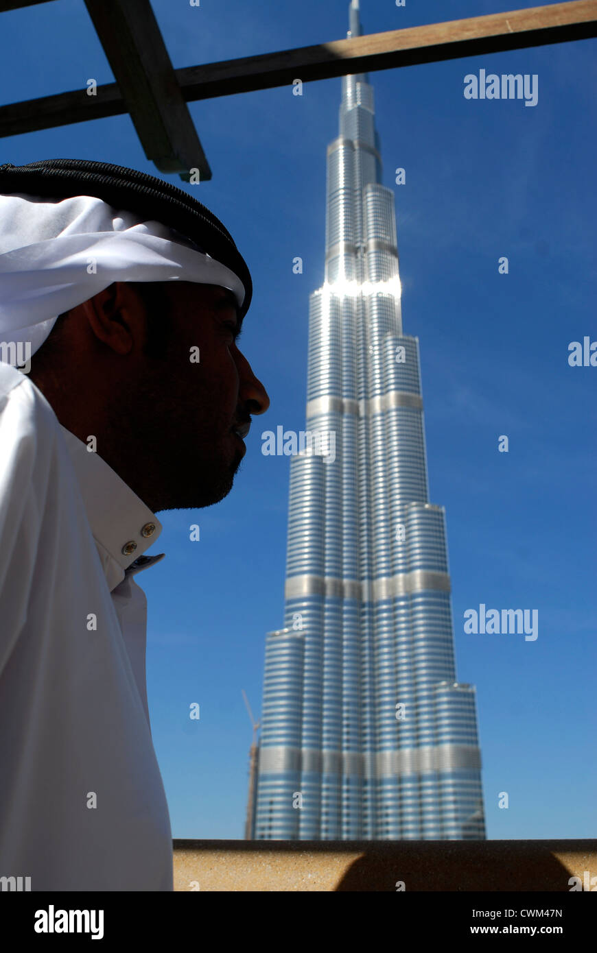 Il Burj Khalifa Tower, Emirati Arabi Uniti, Emirati Arabi Uniti, Sud est il Golfo Persico, la Penisola Arabica, in Asia. Foto Stock