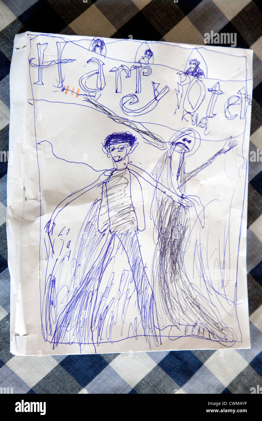 Bambino disegno a mano per un Harry Potter copertina disco. Zawady Polonia centrale Foto Stock