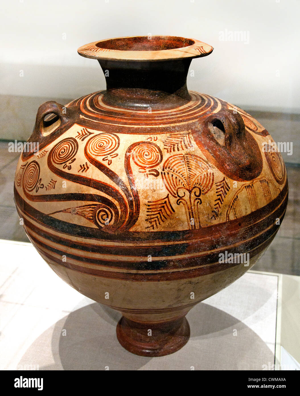 Staffa di terracotta jar con nautiluses Late Helladic IIIA 1400-1300 A.C. vaso micenea Grecia greco Mycenae Foto Stock