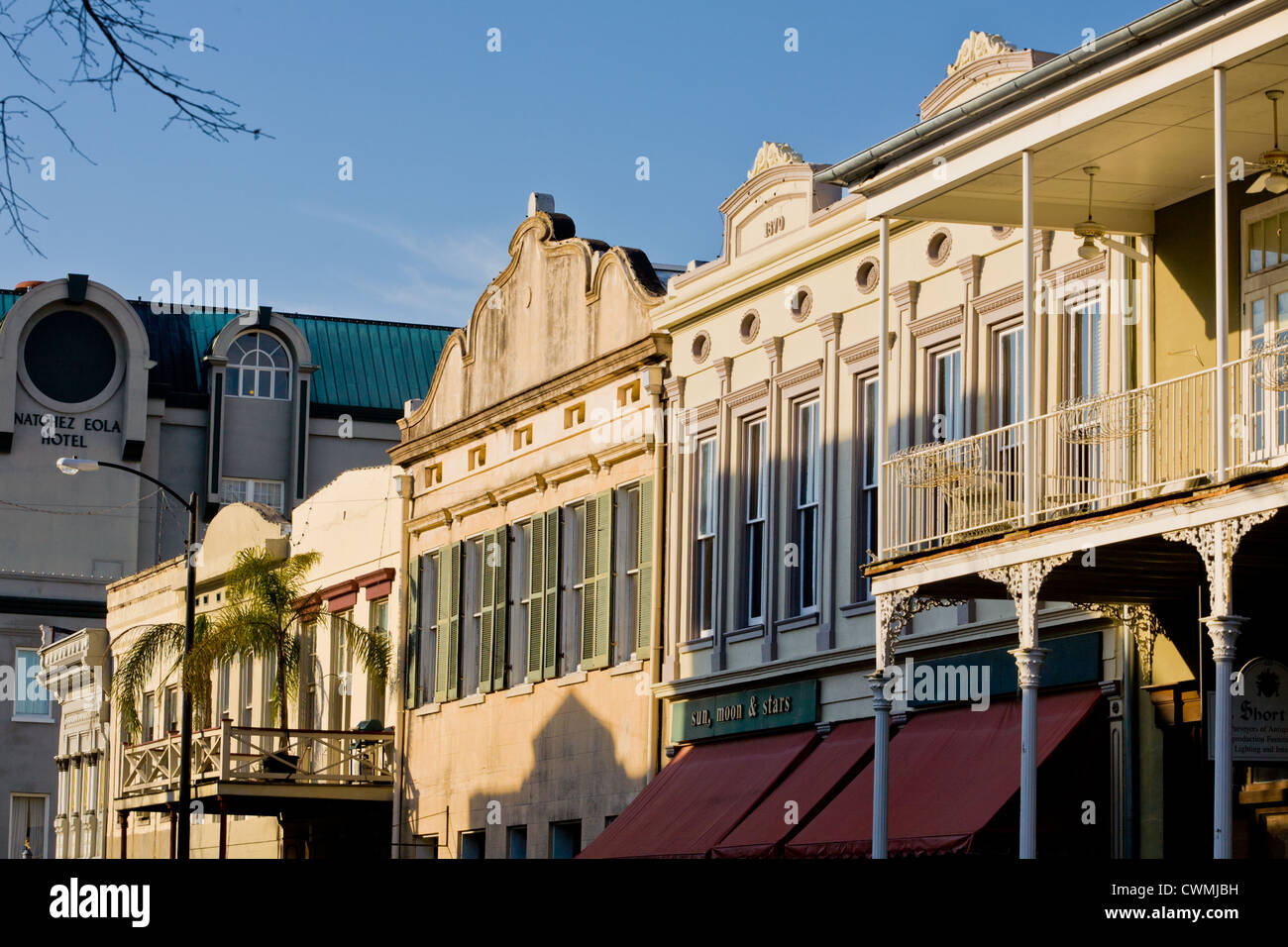 Strada principale quartiere degli affari di Natchez, Mississippi Foto Stock