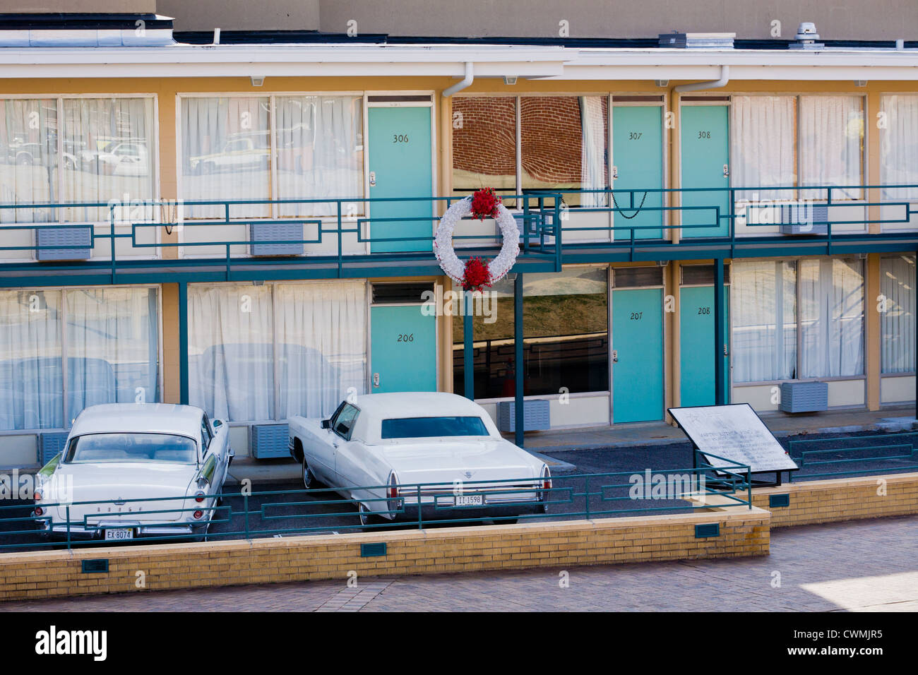 Lorraine Motel, stanza 306, Martin Luther King assassinato, ora National Civil Rights Museum, Memphis, Tennessee Foto Stock