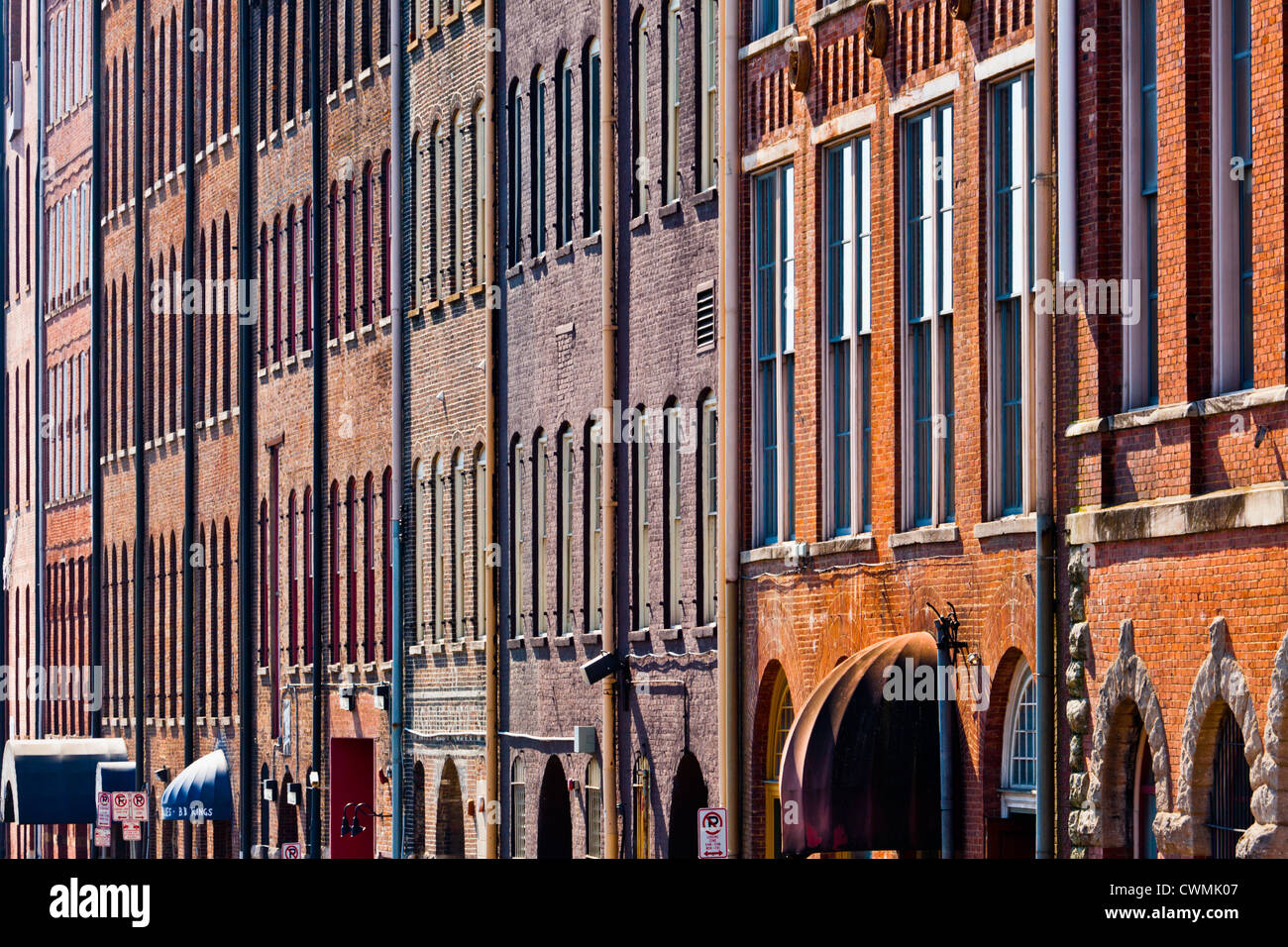 Riverfront facciate architettoniche di Nashville, Tennessee Foto Stock