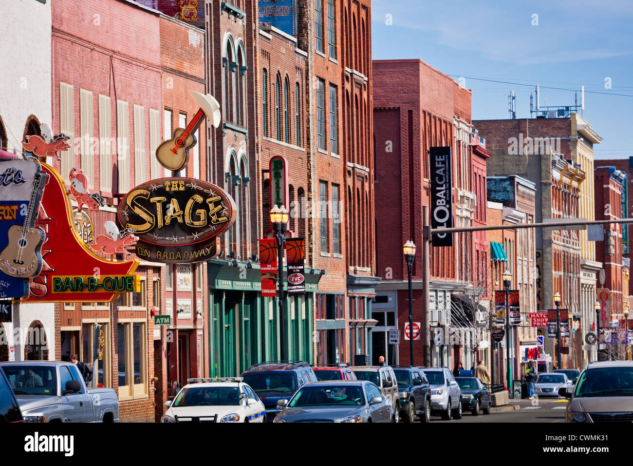 Lower Broadway Honky Tonks paese dove musicisti carriere di lancio, Nashville, Tennessee Foto Stock