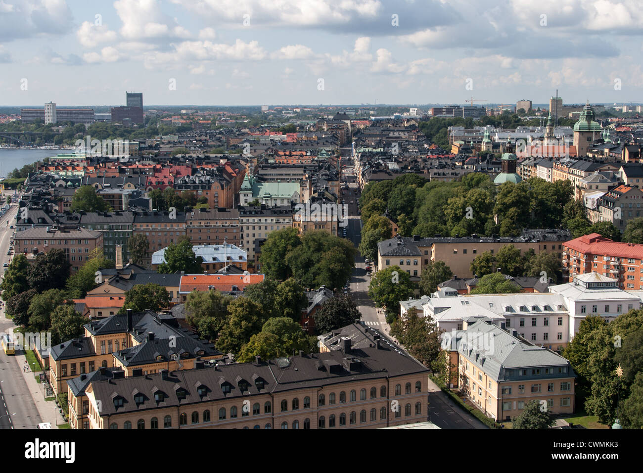 Vista sulla storica torre di Architettura a Stoccolma, Svezia Foto Stock