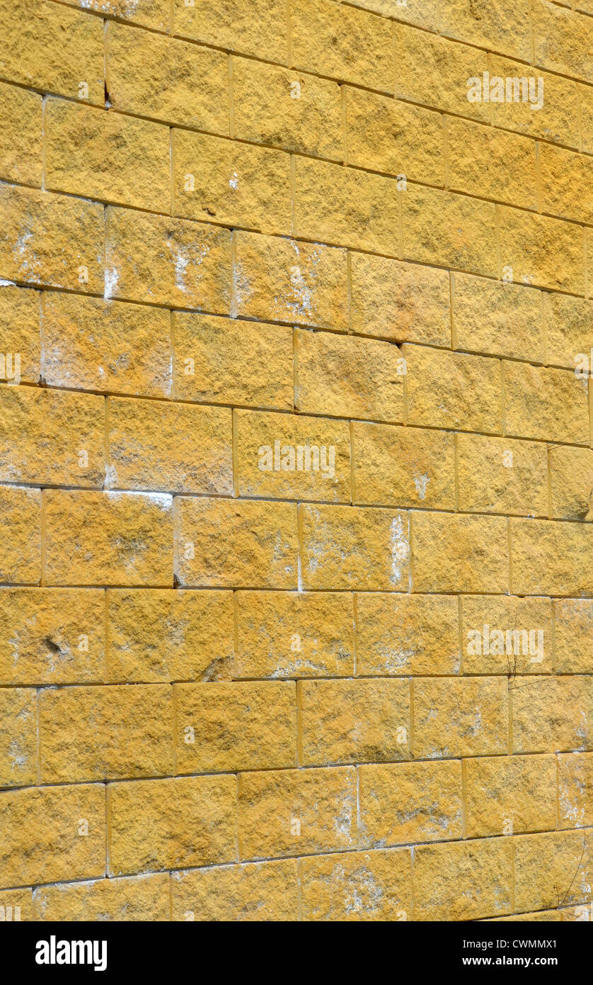 Il giallo muro di mattoni Foto Stock