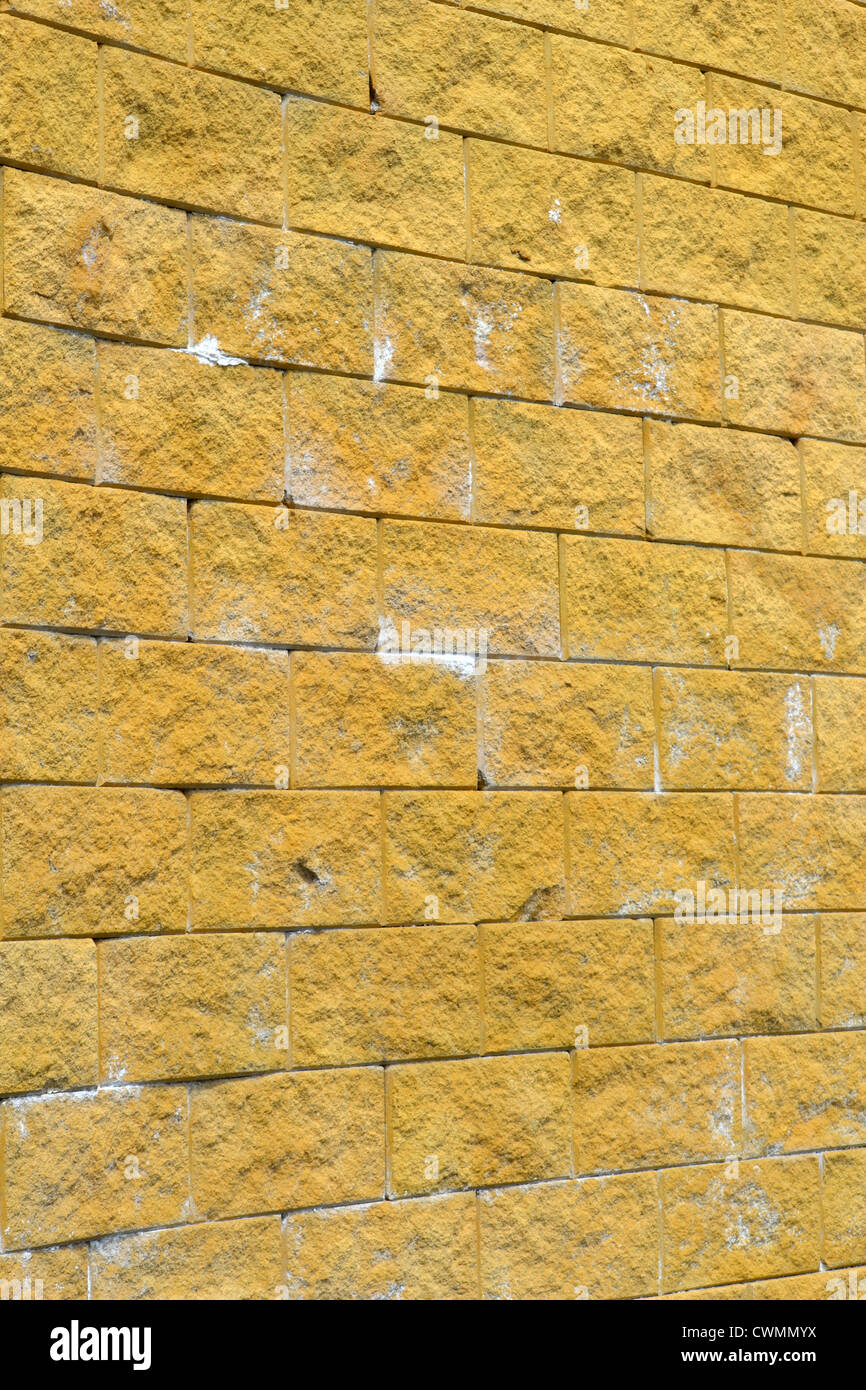 Il giallo muro di mattoni Foto Stock