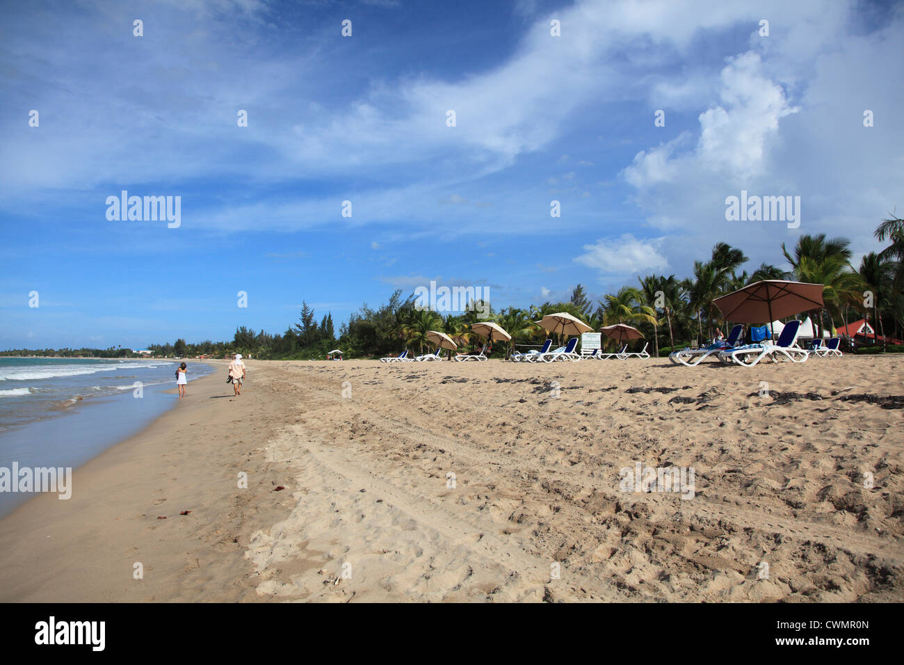 Spiaggia, Isla Verde, San Juan, Puerto Rico, Stati Uniti d'America, Caraibi Foto Stock