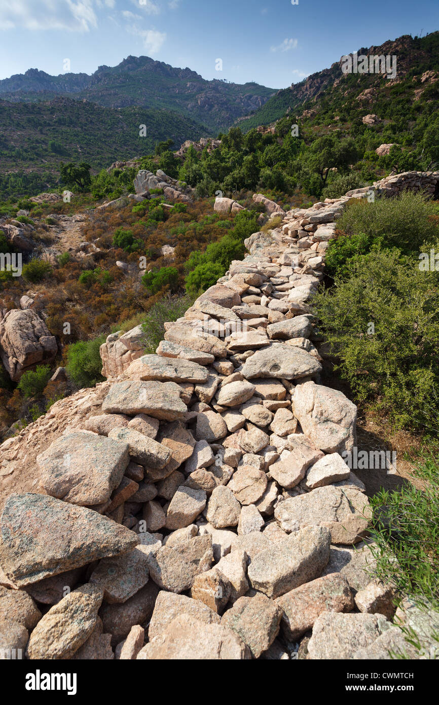 Costruzione del neolitico in Corsica, Francia Foto Stock