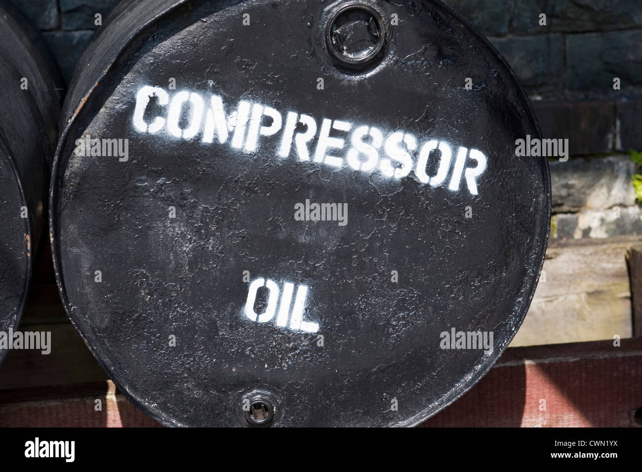 Olio per compressore tamburo Foto Stock
