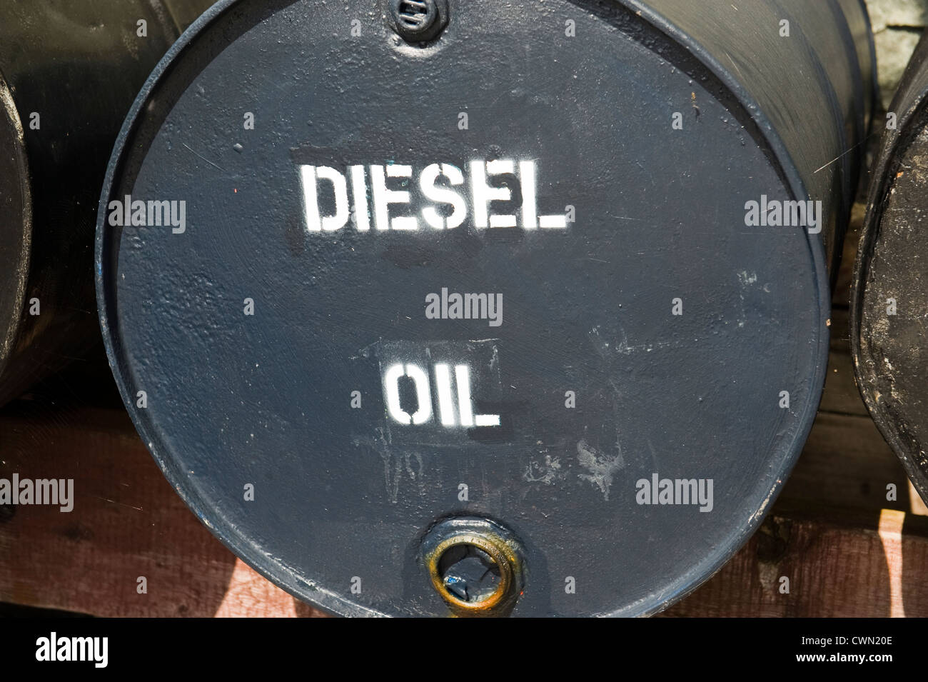 Tamburo di petrolio diesel Foto Stock