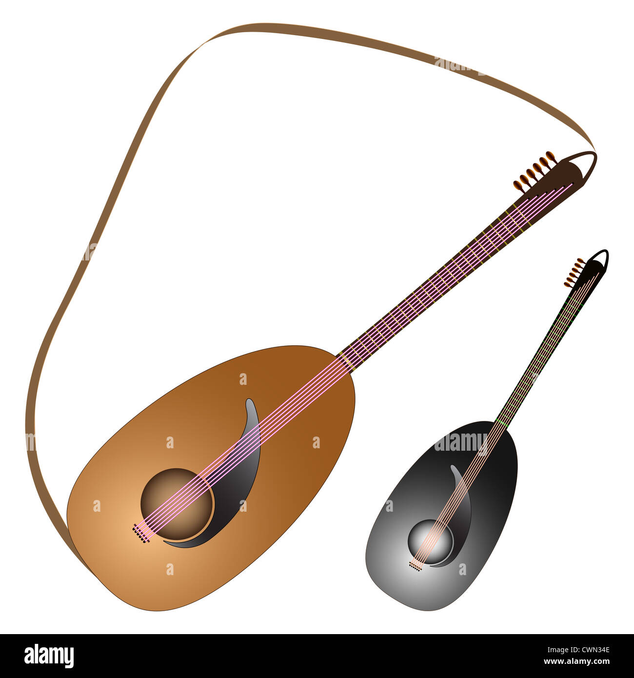 Chitarra clipart contro uno sfondo bianco, arte vettoriale illustrazione Foto Stock