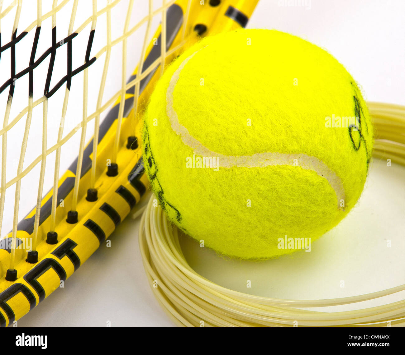 Racchetta da tennis palla e la stringa Foto Stock