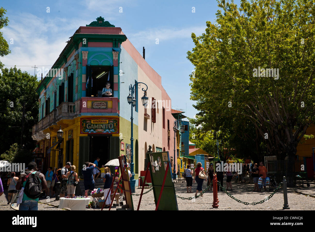 Case colorate su Caminito area a La Boca. Buenos Aires, Argentina Foto Stock