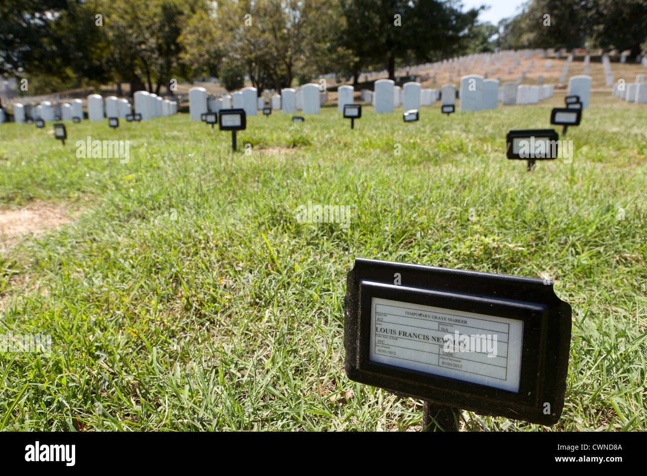 Temporanea marcatori grave presso il Cimitero Nazionale di Arlington - Washington DC, Stati Uniti d'America Foto Stock