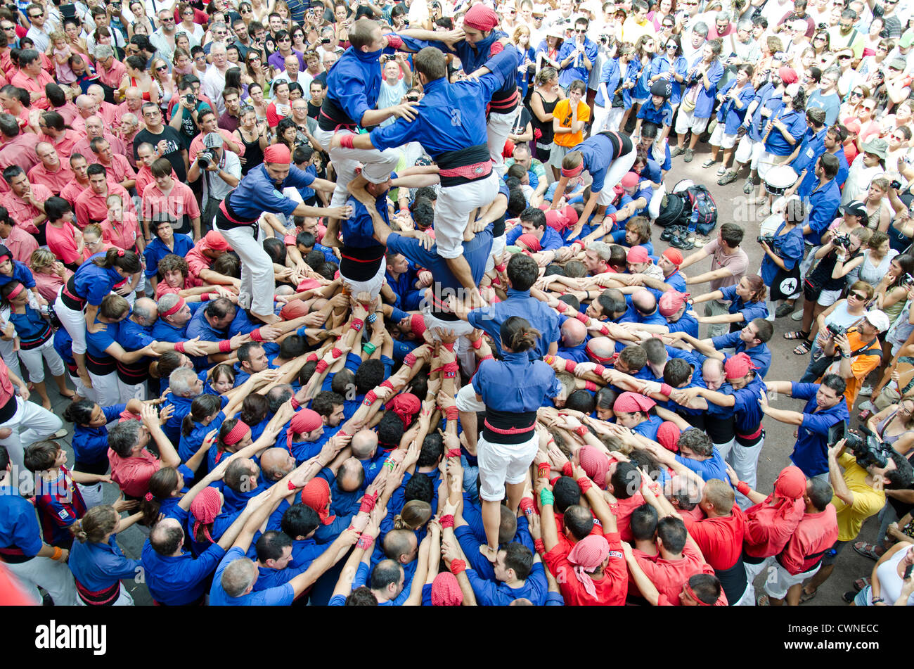 Castellers festival di Barcellona. Foto Stock