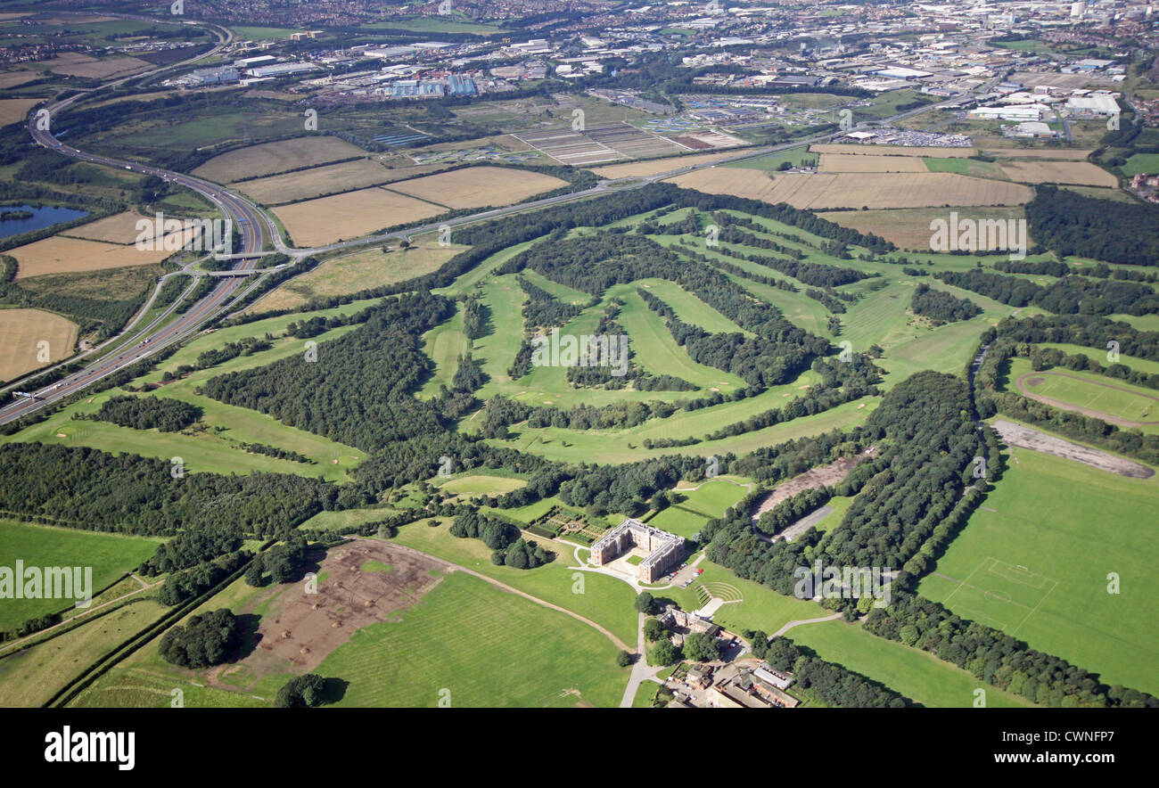 Vista aerea del tempio Newsham Golf, Leeds Foto Stock
