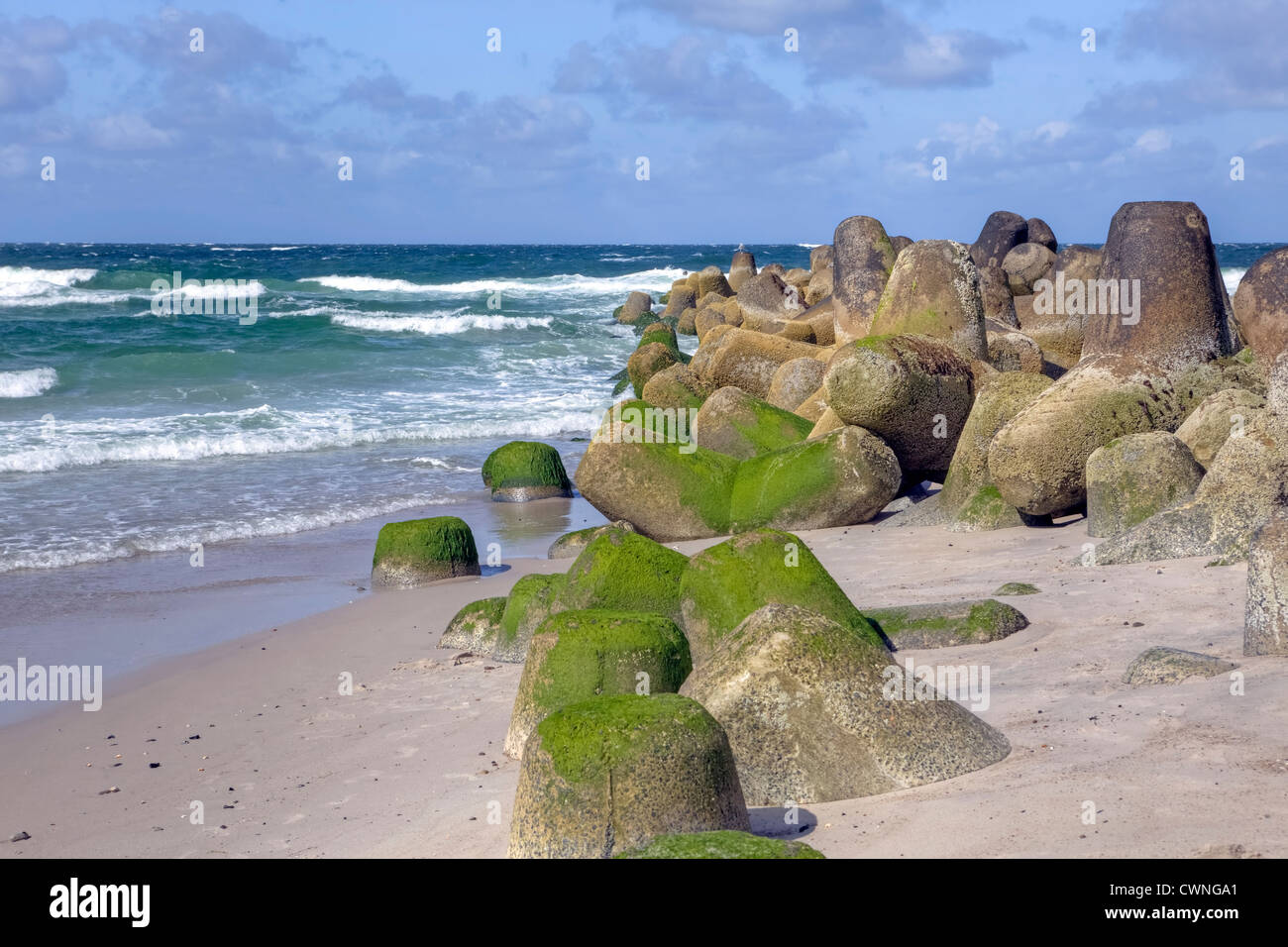 Tetrapods, per la protezione delle zone costiere, Hornum, Sylt, Schleswig-Holstein, Germania Foto Stock
