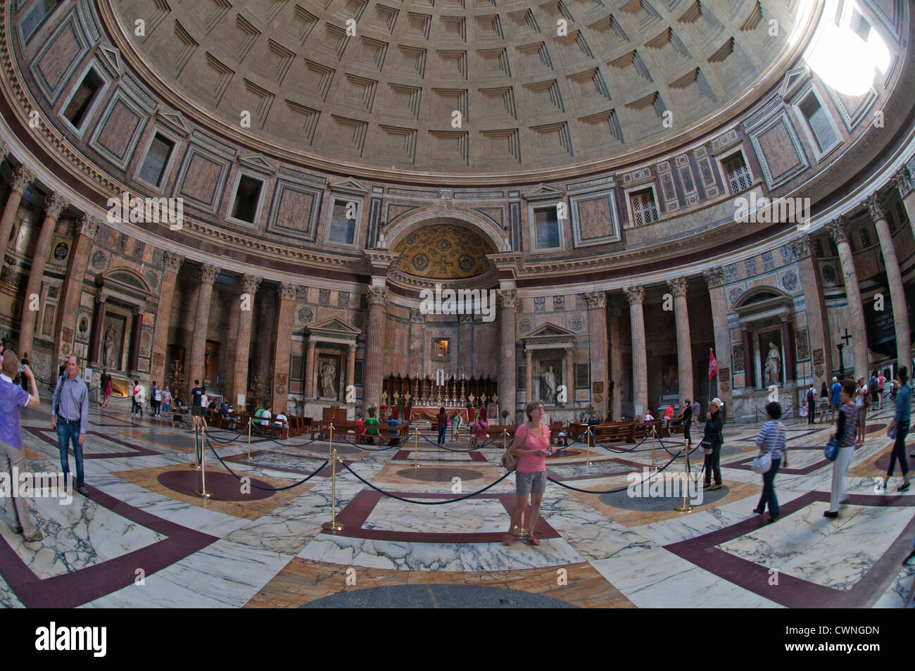 Interior cupola del Pantheon di Roma, Italia, Europa Foto Stock