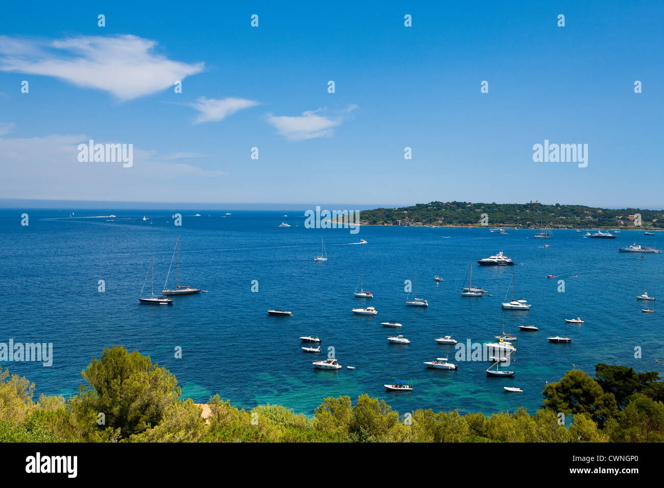 La baia di Saint Tropez, Costa Azzurra, Francia Foto Stock