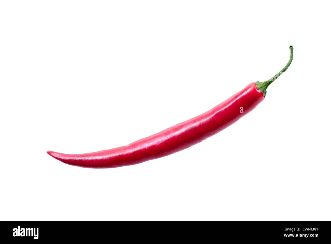 Peperoncino rosso, isolata su 100% sfondo bianco Foto Stock