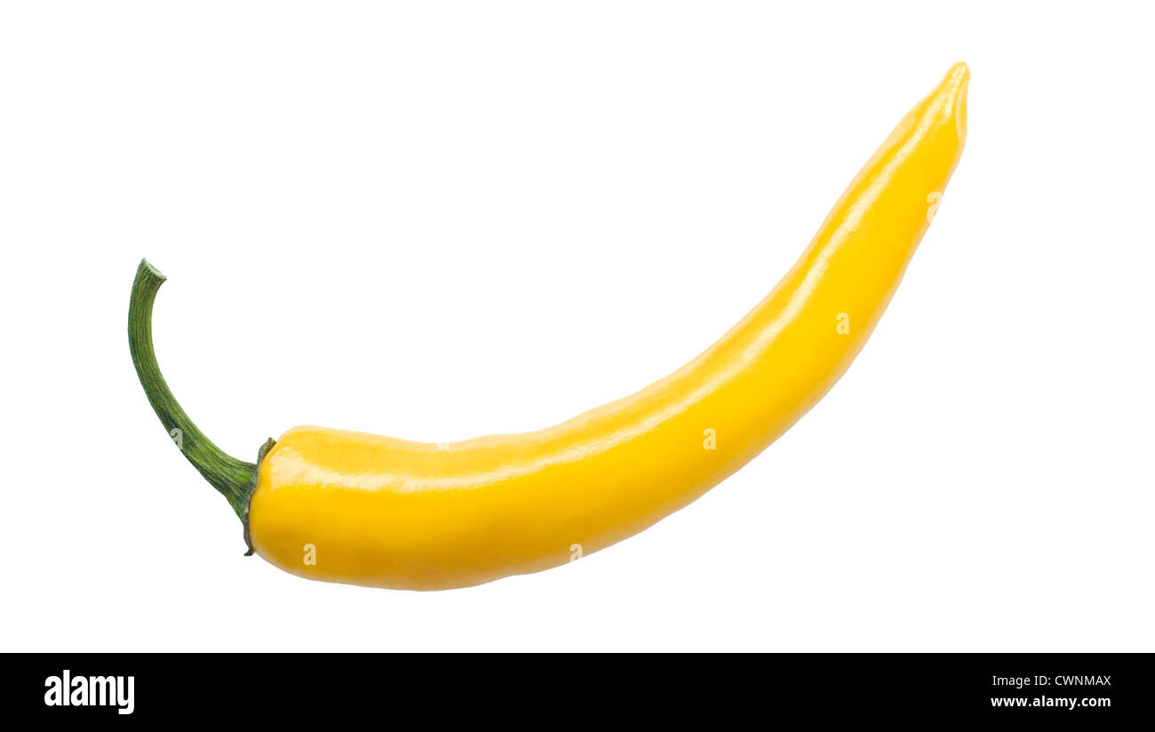 Giallo peperoncino, isolati su 100% sfondo bianco Foto Stock