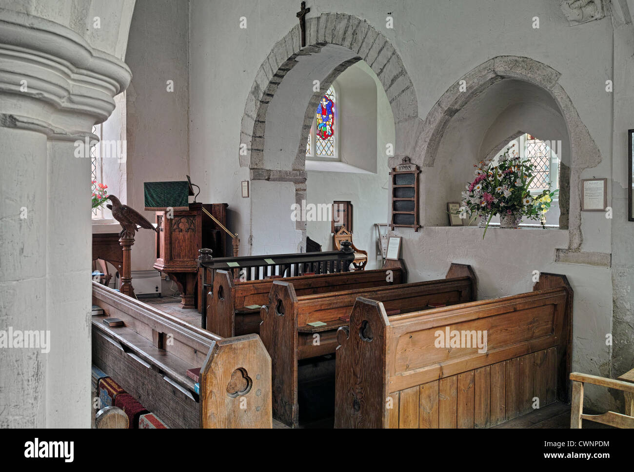 Santa Maria Vergine Chiesa Lindsell Essex interno Foto Stock