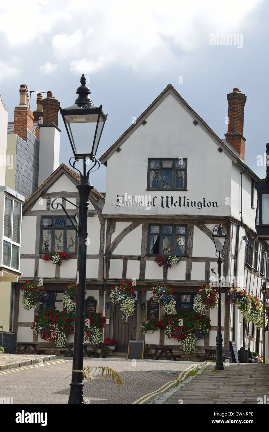 Il XIII secolo il Duca di Wellington Pub, Bugle Street, Città Vecchia, Southampton, Hampshire, Inghilterra, Regno Unito Foto Stock