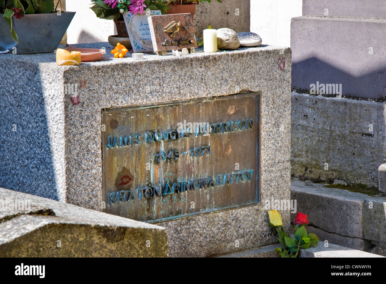 Francia, Ile de France, Parigi, cimitero Pere Lachaise, Jim Morrison grave Foto Stock