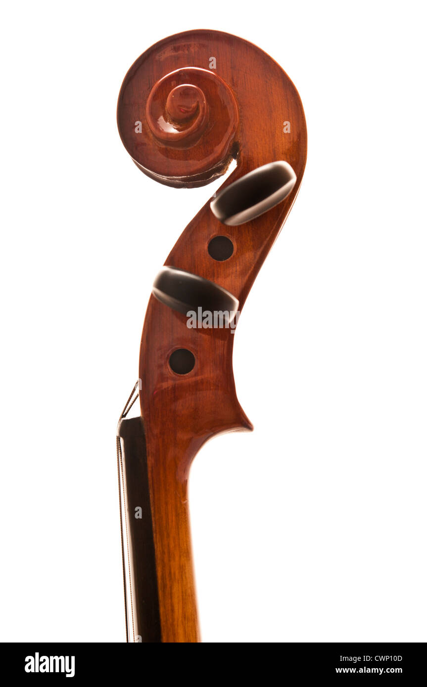 Primo piano di un violino di scorrimento e paletta Foto Stock