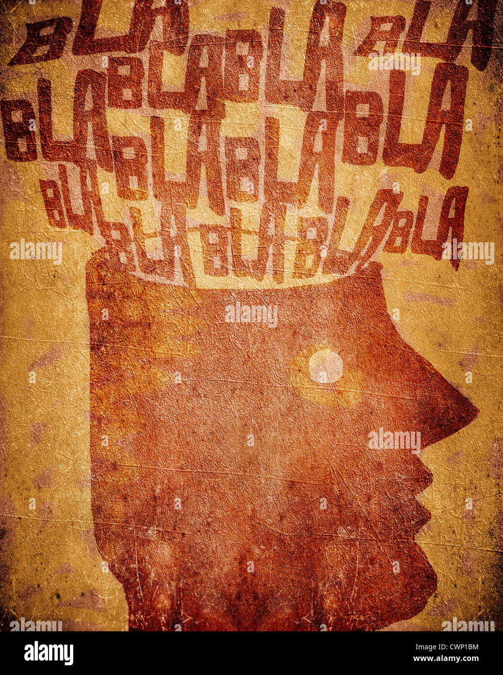 Troppo parlare nell'uomo la testa Foto Stock