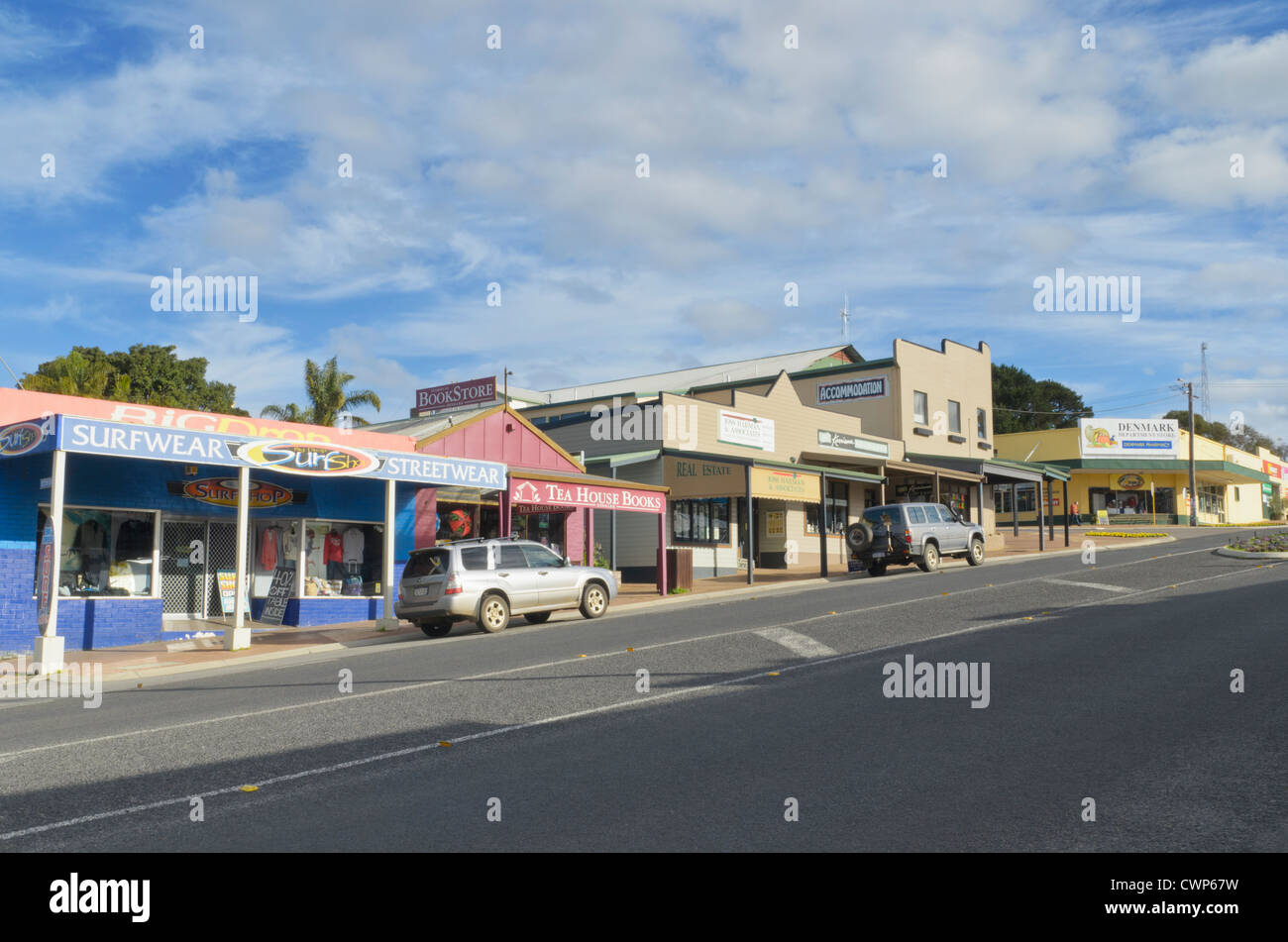 Negozi in costa sud città di Danimarca, Australia occidentale Foto Stock