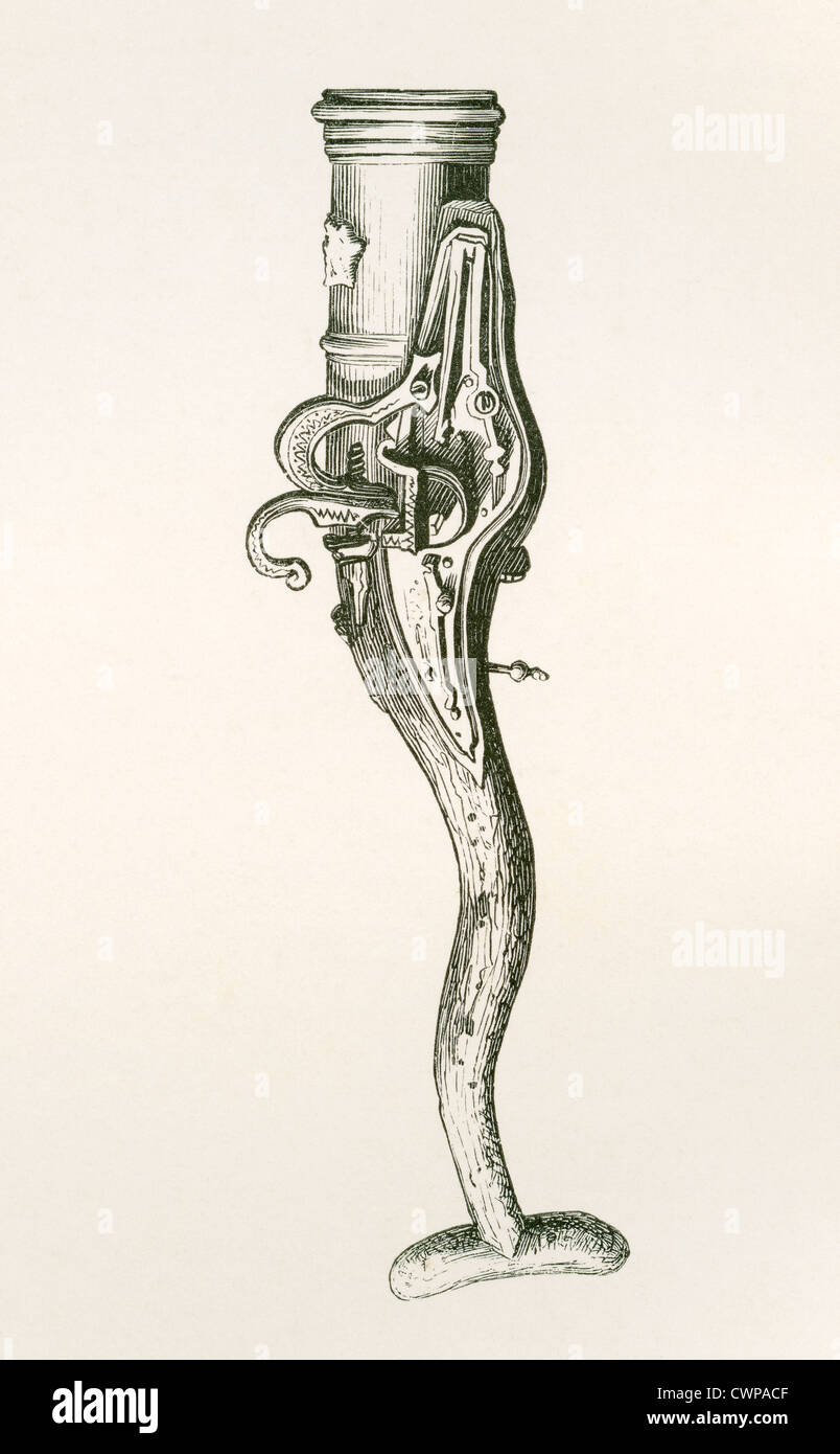 Inizio del XVII secolo la mano mortaio, utilizzato per il lancio di granate fuse. Foto Stock