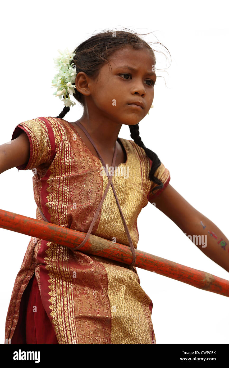 Indian funambolo Andhra Pradesh in India del Sud Foto Stock
