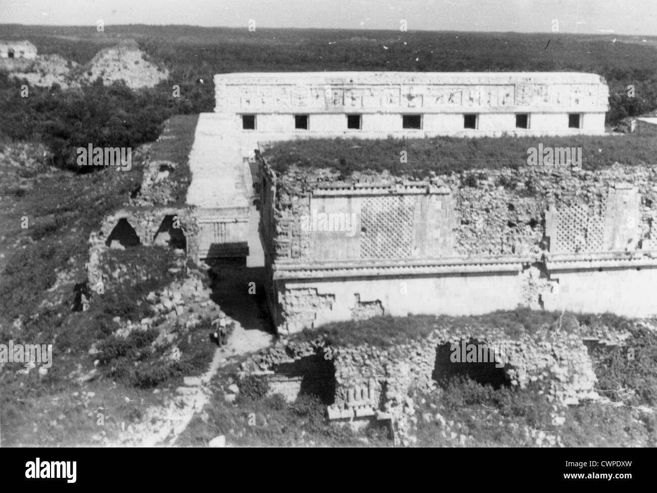 Guatemala America Centrale Luglio 1947 piramide Maya rovine Maya architecture architectural Foto Stock