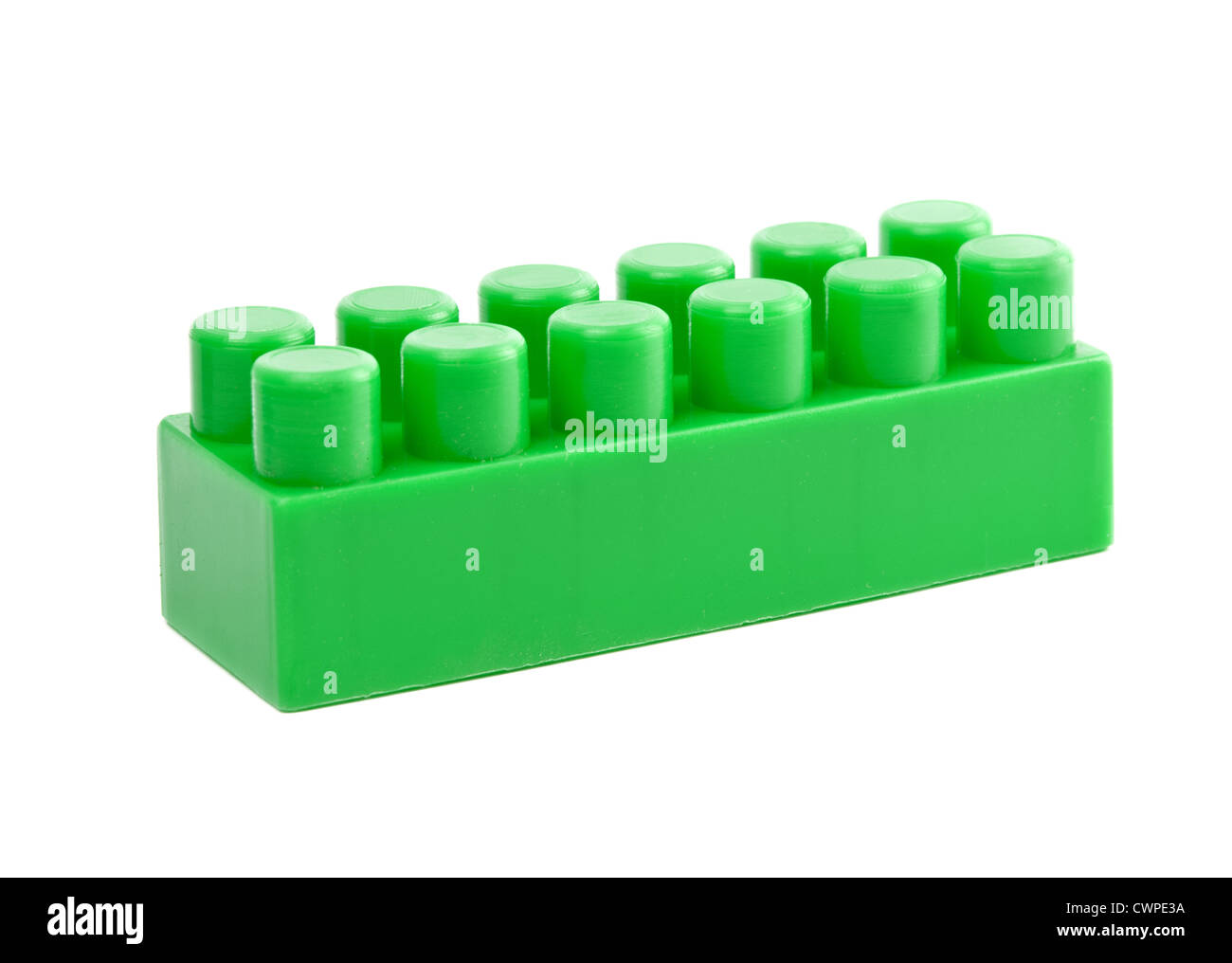 Giocattolo verde cubo su sfondo bianco Foto Stock