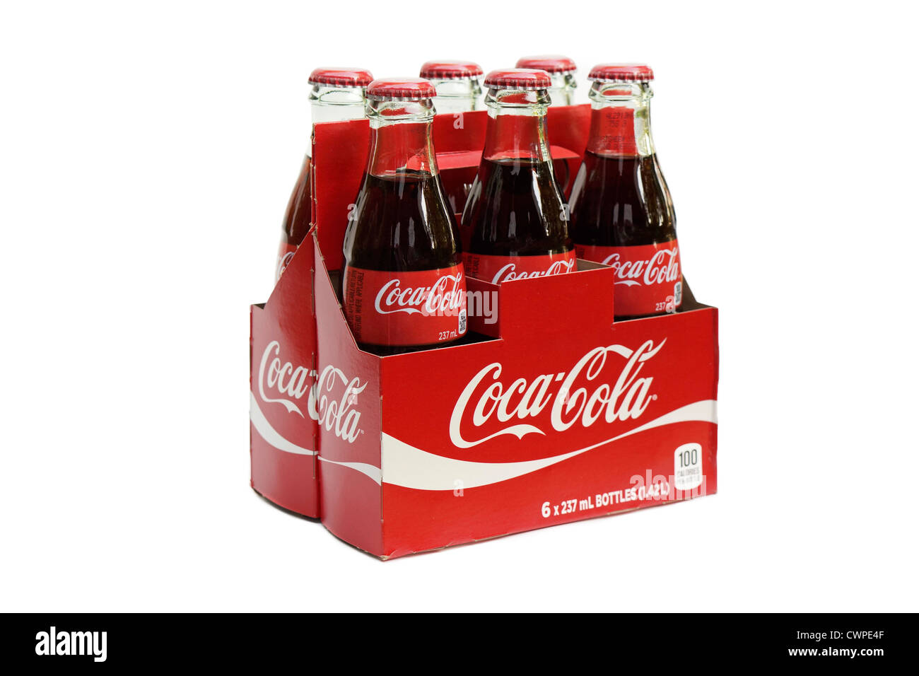 Bottiglie di coca cola, six pack Foto Stock