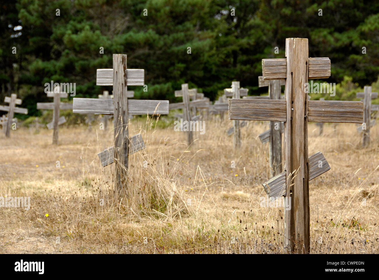 La Chiesa ortodossa russa la celebrazione del bicentenario a Fort Ross State Historic Park in California. Cimitero di coloni russi. Foto Stock
